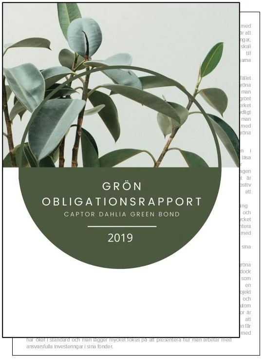 Framsida Grön obligationsrapport 2019